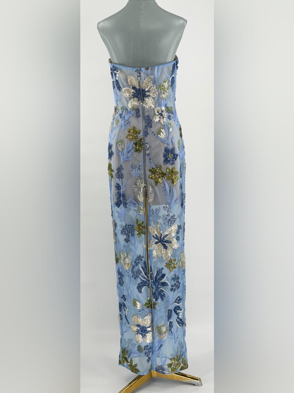 🆕 BRONX & BANCO 🧿 NWOT Dahlia Floral Gown, Baby Blue Multi Maxi - Sz M US 6 - Picture 8 of 17